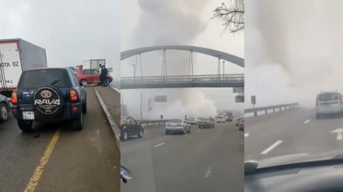 Photo of Пар окутал проспект Рыскулова в Алматы после прорыва теплотрассы